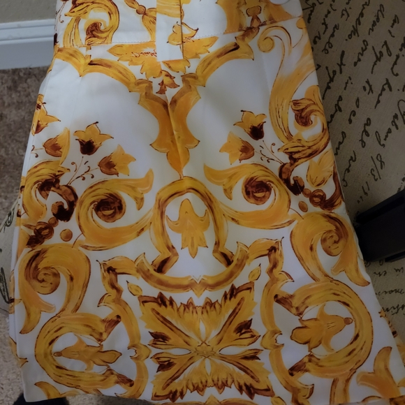 Yellow and White Baroque Print Shorts - Picture 2 of 3